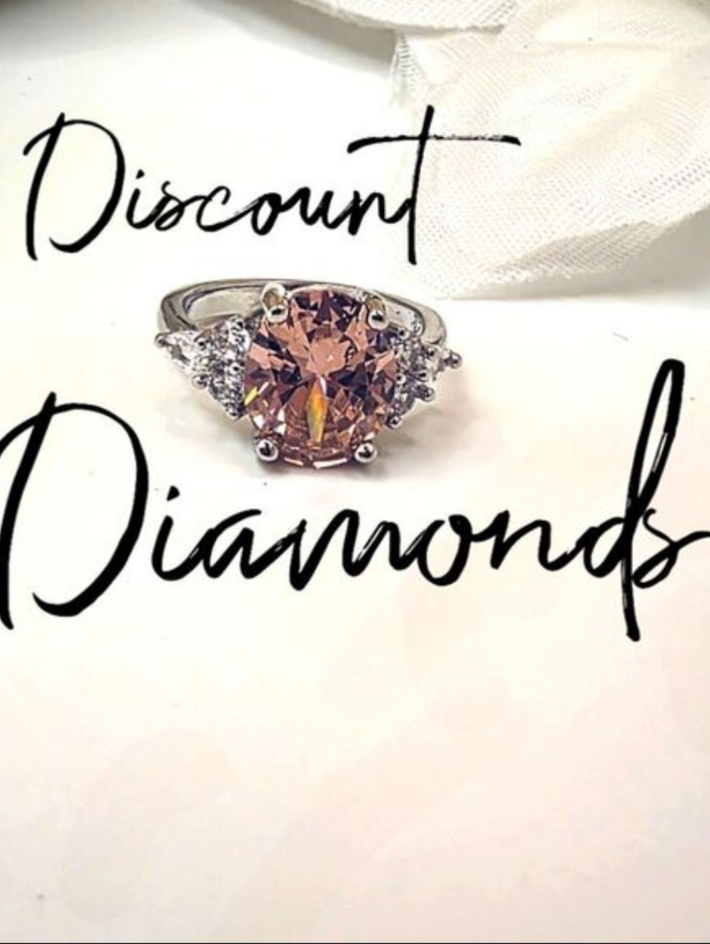 Pink Sapphire & White Baguette  Diamond Coctail Ring on 925 Silver